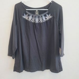 💕 Covington Black Embroidered Blouse Top Women's Size XL